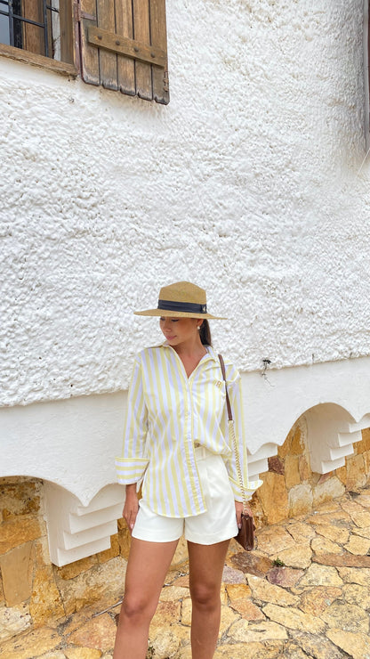 Camisa Amalfi en Amarillo Pastel